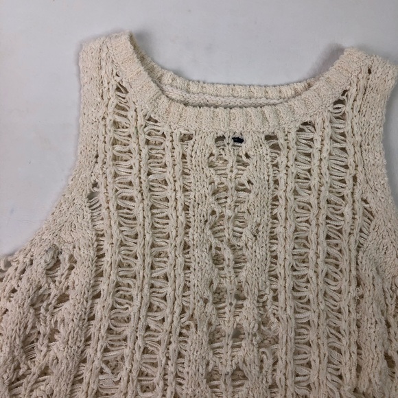 American Eagle Open Weave Destructed Crop Sweater - Picture 2 of 7